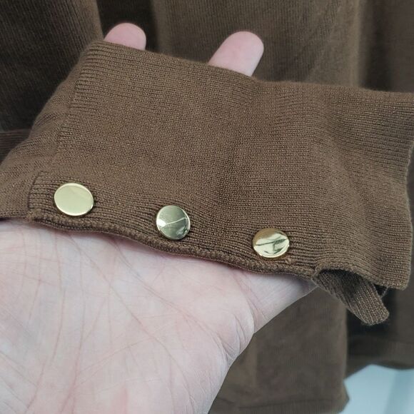Jm Collection Button-Sleeve Sweater Brown Size Medium (AL) - Picture 3 of 7